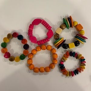 Colorful Beaded Wood Bracelets